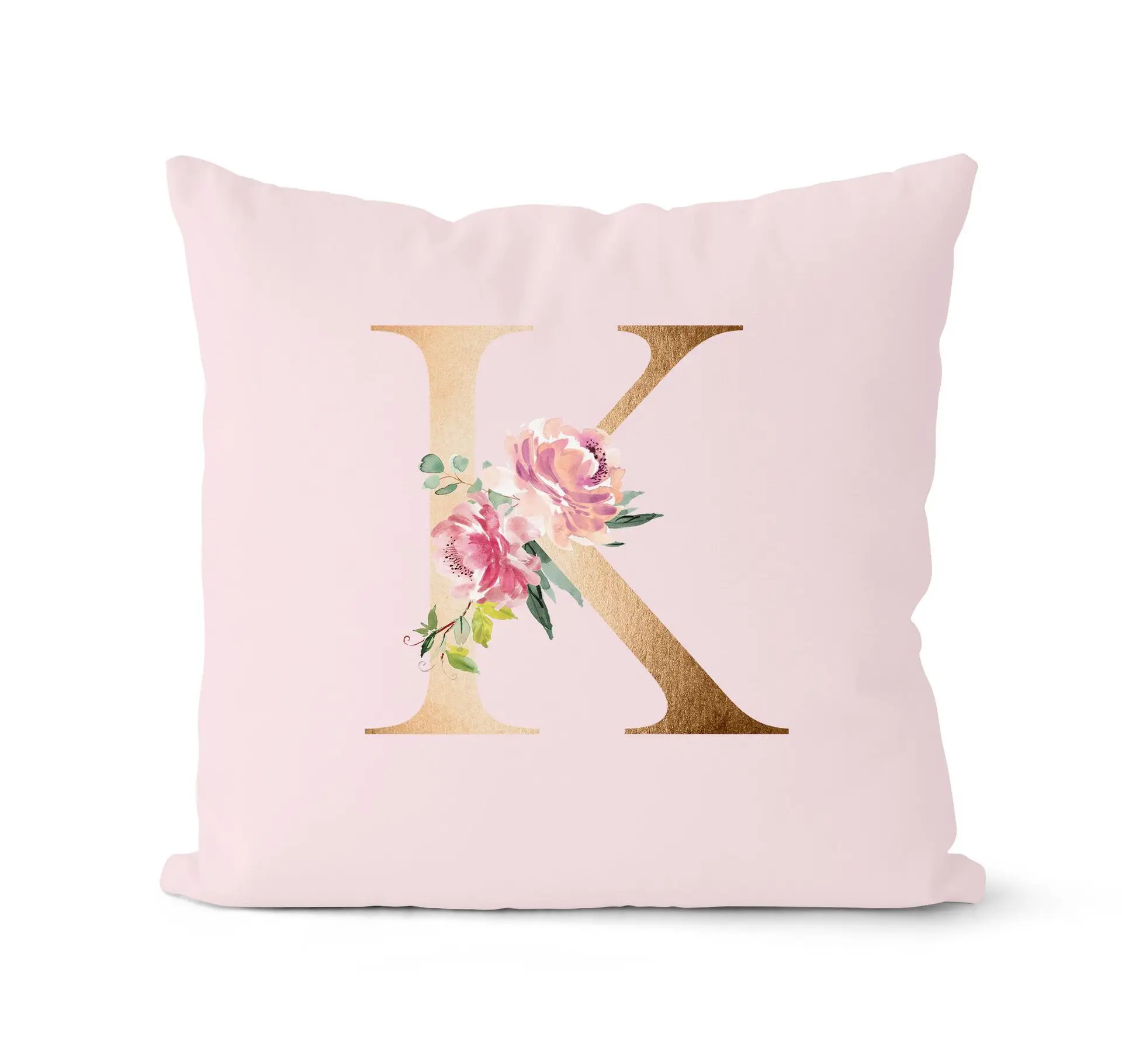 Розовая розовая наволочка для диванной подушки 26 дюймов с золотыми буквами | Дом