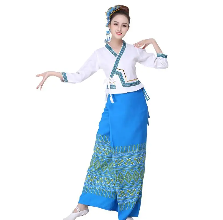 

Официальная Повседневная стильная Женская рабочая одежда с восьми рукавами Dai national, юбка-туба для фестиваля акваланга и народных танцев