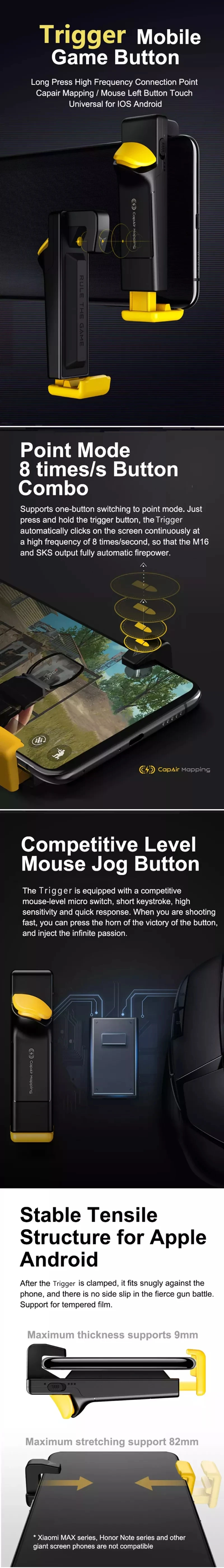 Flydigi Stinger телефон триггер супер игровой контроллер для PUBG мобильный геймпад джойстик для шутеров для iPhone Android работа с ОСА