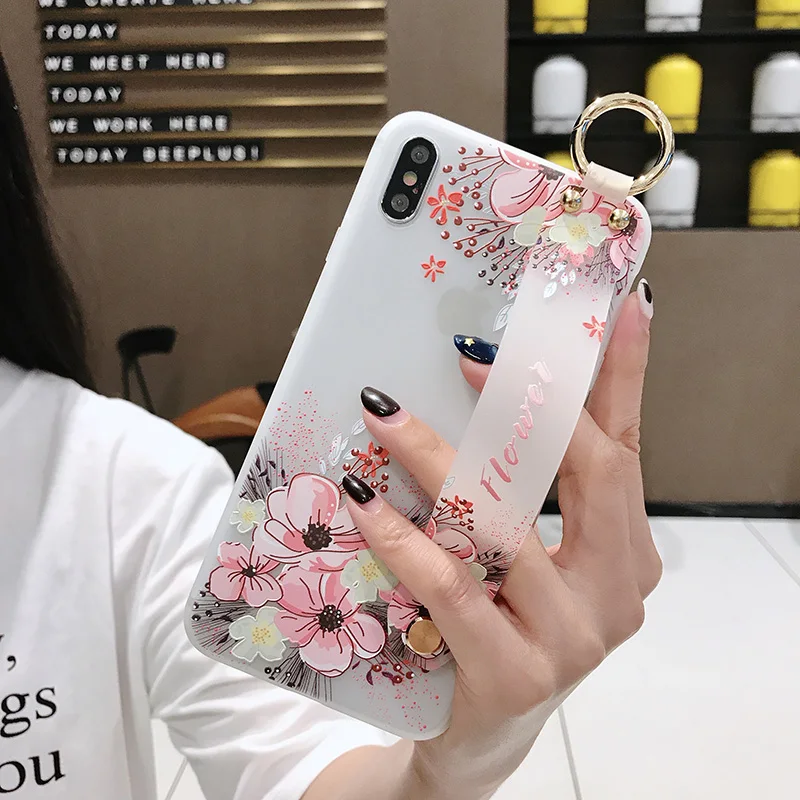 Ремешок на запястье Чехол для samsung Galaxy Note 10+ 8 9 S9 S8 S10 плюс S10e A40 A50 A60 A70 фруктовый Апельсиновый Лимонный ТПУ накладка держатель для телефона