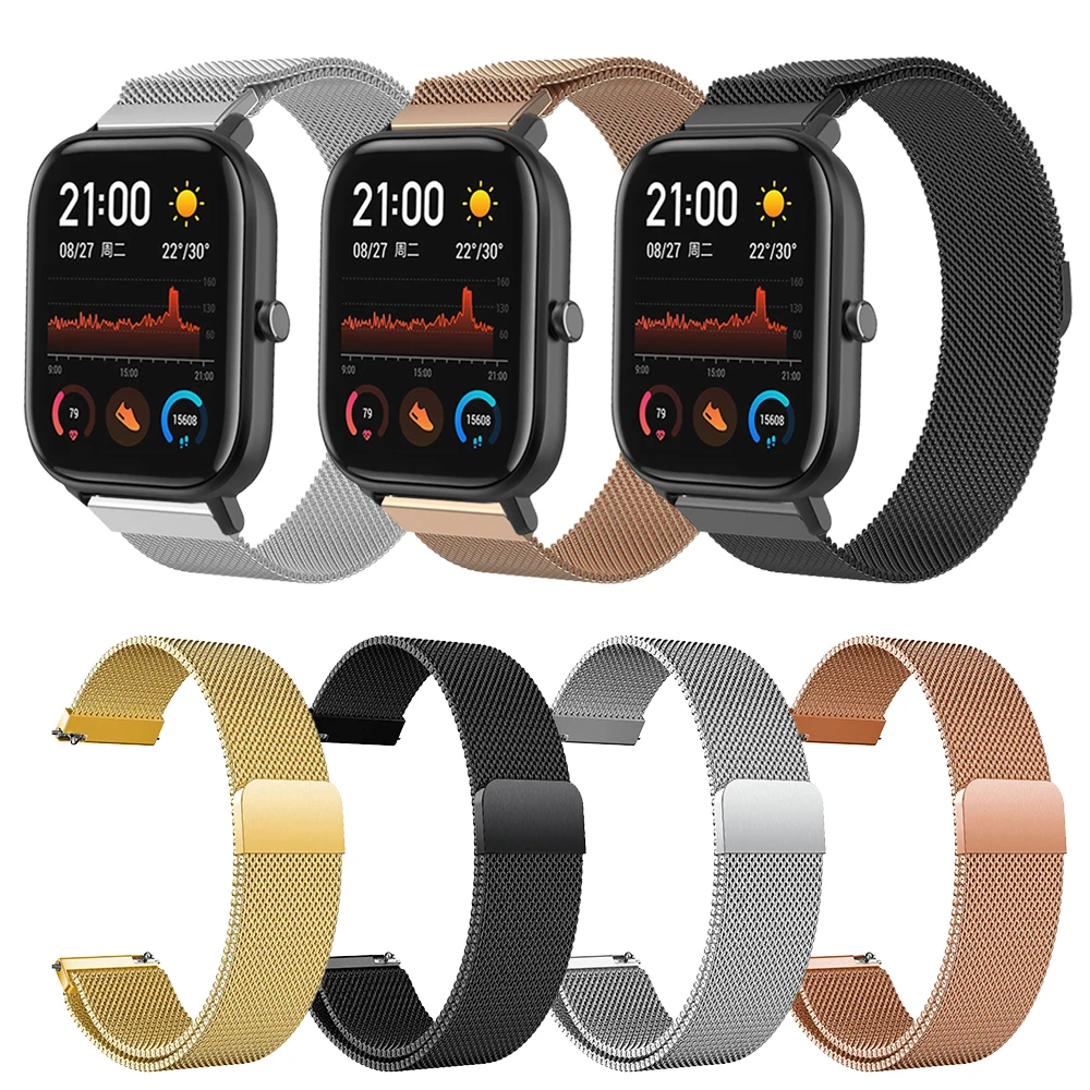 Металлический Wirst ремешок для Xiaomi Huami Amazfit GTS GTR 42 47 мм смарт часы из нержавеющей