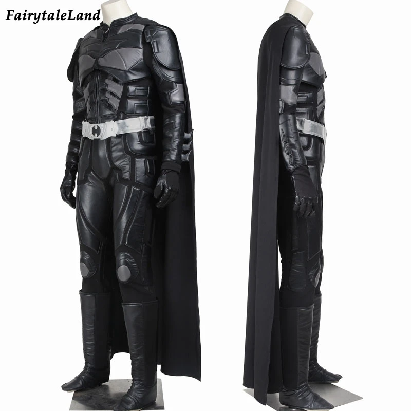 Dark Knight Rises Costume Cosplay Bruce Wayne Black Battle Bat Suit Adult Men Halloween Superhero Party Outfit Custom Made