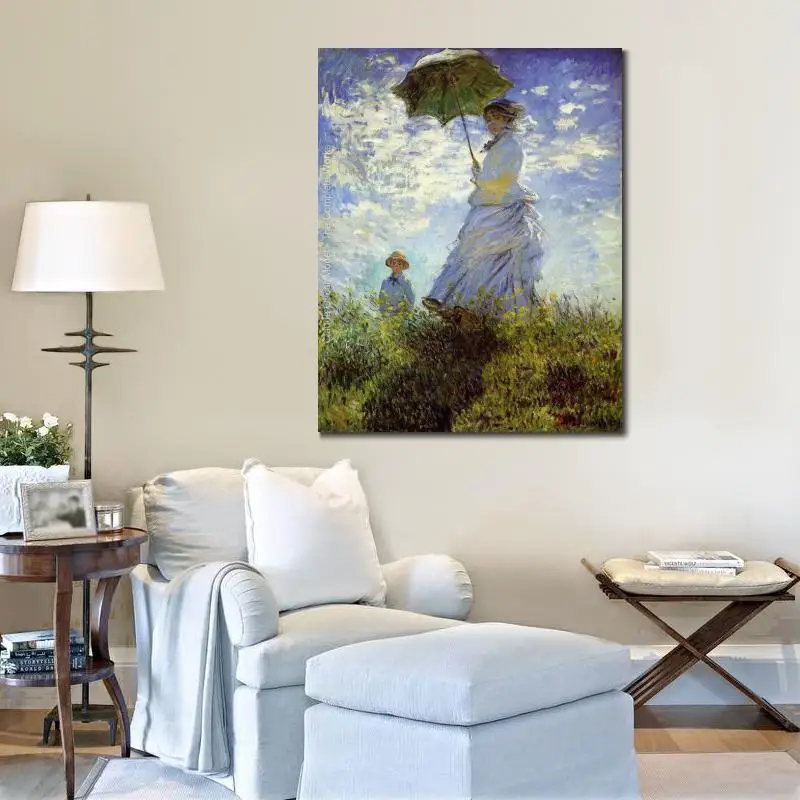 Картина маслом Клода Моне ручная роспись воспроизведение Прогулка женщина с