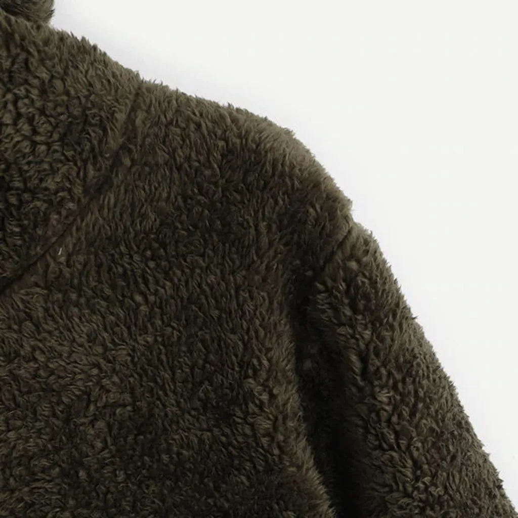 SAGACE Женская куртка из толстого плюша с заячьими ушками капюшоном Повседневная