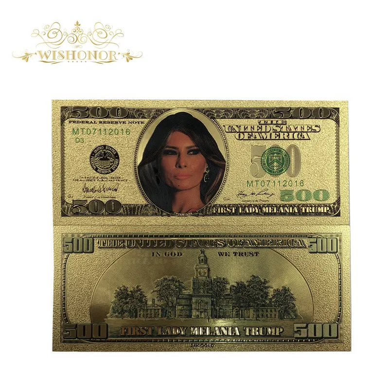 First Lady 10 шт./лот новые цветные банкноты США 50 долларов банкноты в 24K позолоченные бумажные деньги для подарков - Цвет: First Lady
