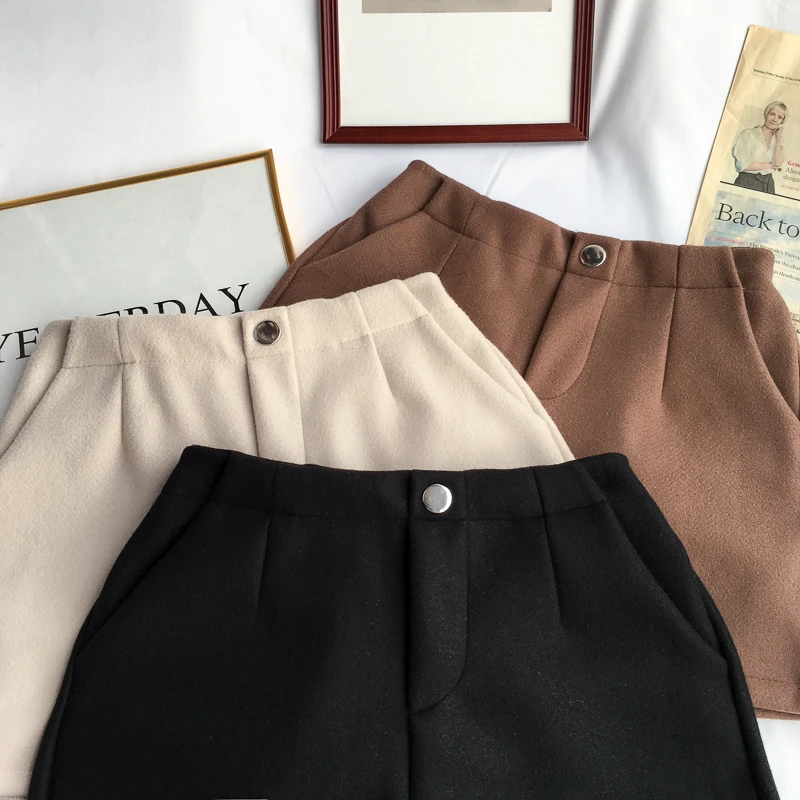 Зимние шерстяные шорты женские свободные теплые ботинки с эластичной резинкой