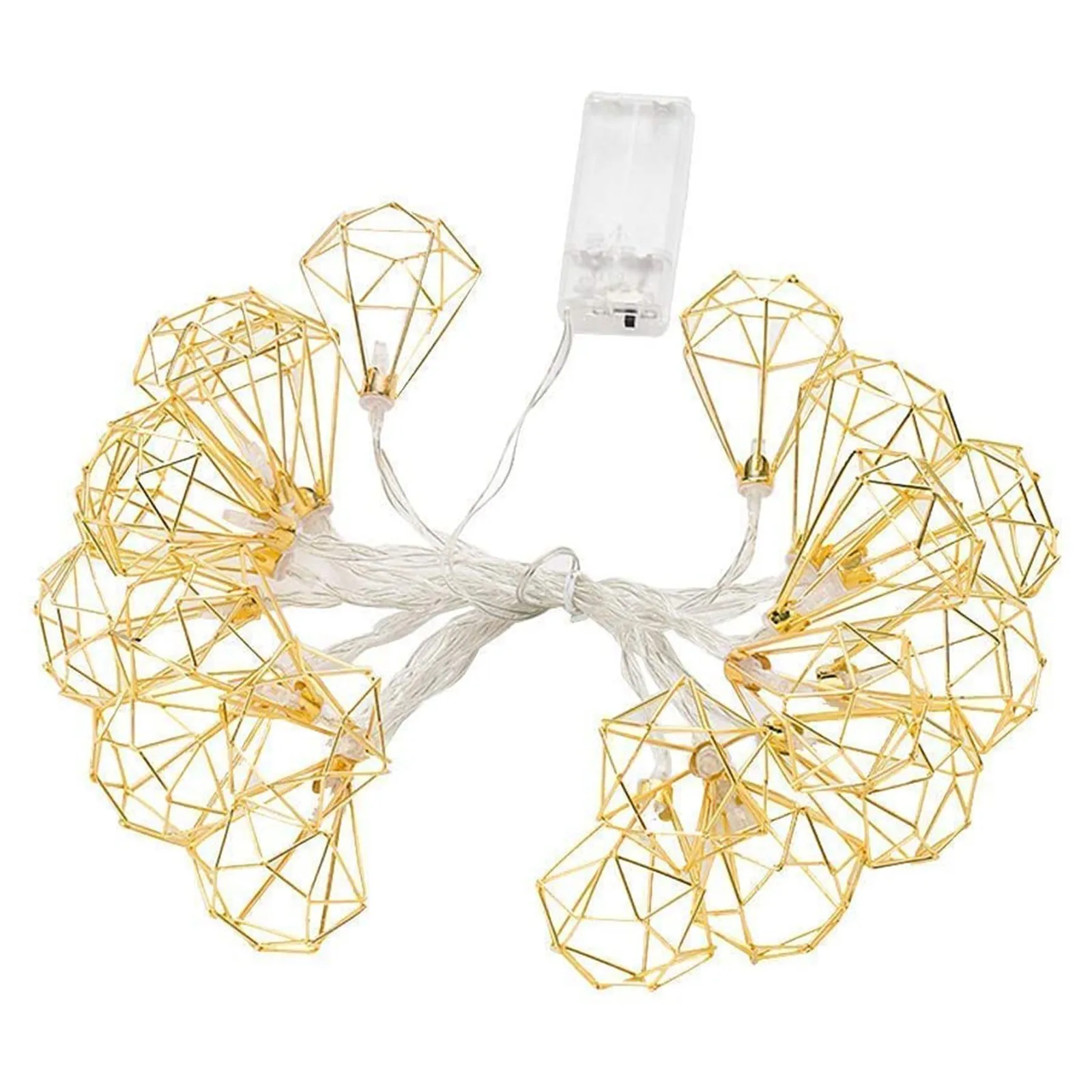 

Diamond String Lights Usb/battery Operated Geometric String Lights Rose Gold Metal Lamps Decor For Indoor Wedding Party Bedroom