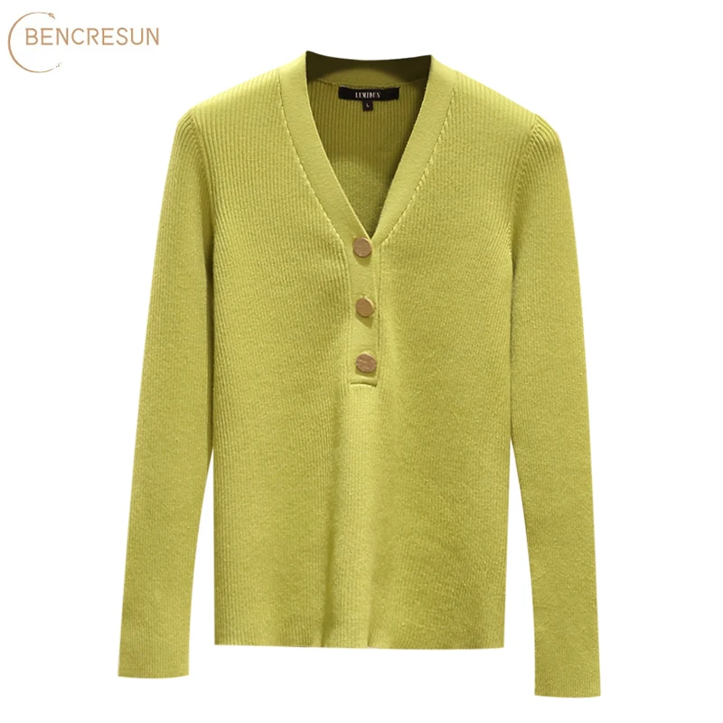 

Oversized Women Pullover Sweater Autumn and Winter Wear V-neck Slim Knit Sweater Women's Long-sleeved Bottoming Shirt Top Trend