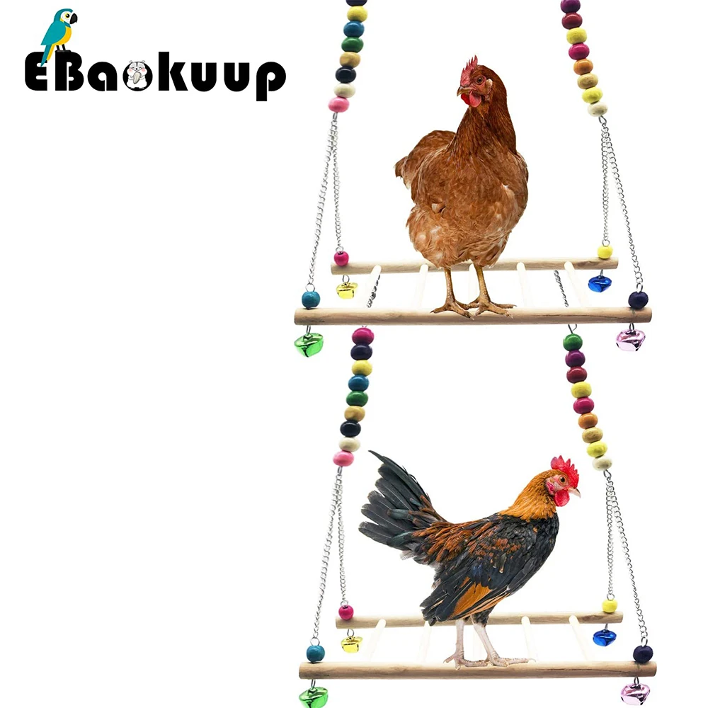 Ebaokuup 2 шт. Натуральный Деревянный куриный качели игрушки подставка для курицы