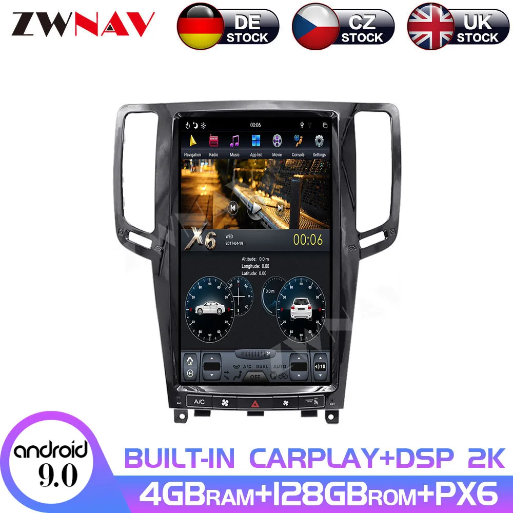 Android 9 128 ГБ IPS экран PX6 Tesla для Infiniti G25/G37 2007 2008 2009 2013 DSP автомобильный DVD GPS