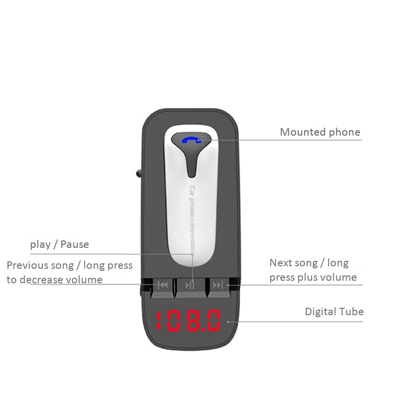 

Car Bluetooth Kit FM Wireless Transmitter o Receive MP3 Player Hands Free USB Charger FM Modulator ER9
