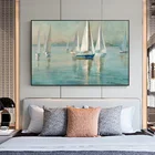 Современная Настенная художественная парусина, морской постер, Скандинавская Настенная картина для гостиной, лодка, море, холст, картина без рамки