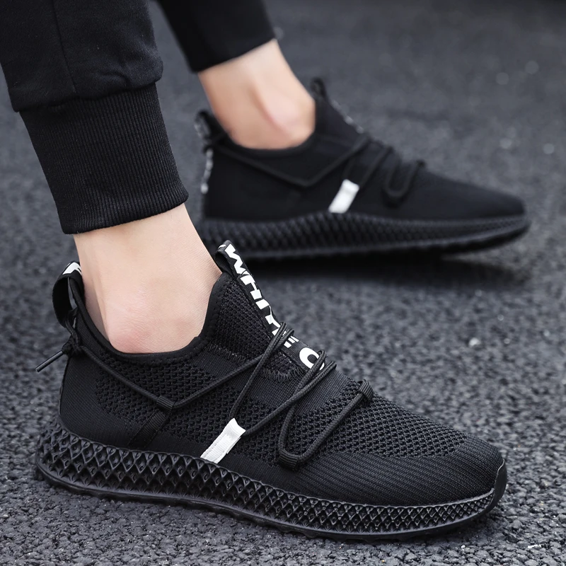 

New Summer Breathable Running Shoes for Men Cushioning Light Mesh Sports Sneakers Male Black Yellow Athletic Footwear Zapatillas