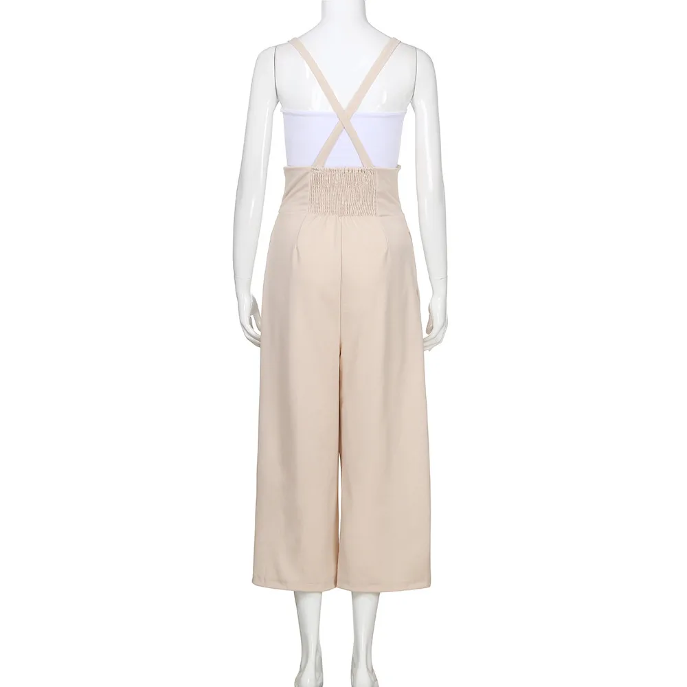 Women Jumpsuits 2020 High Waisted Jumpsuit Elegance Solid Color Womens Wide Leg Pants Full Length | Женская одежда