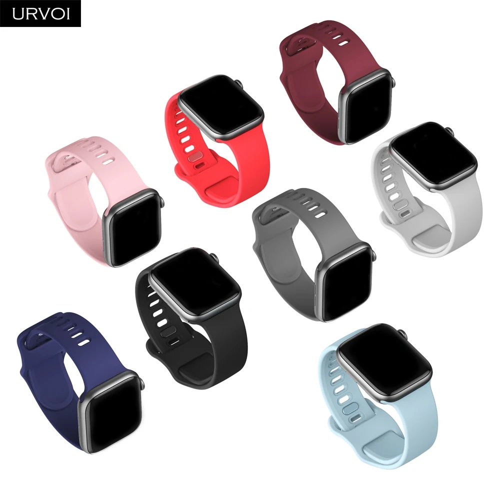Силиконовый ремешок URVOI для Apple Watch series 7 6 SE 5 4 3 2 1 спортивный браслет iWatch новая