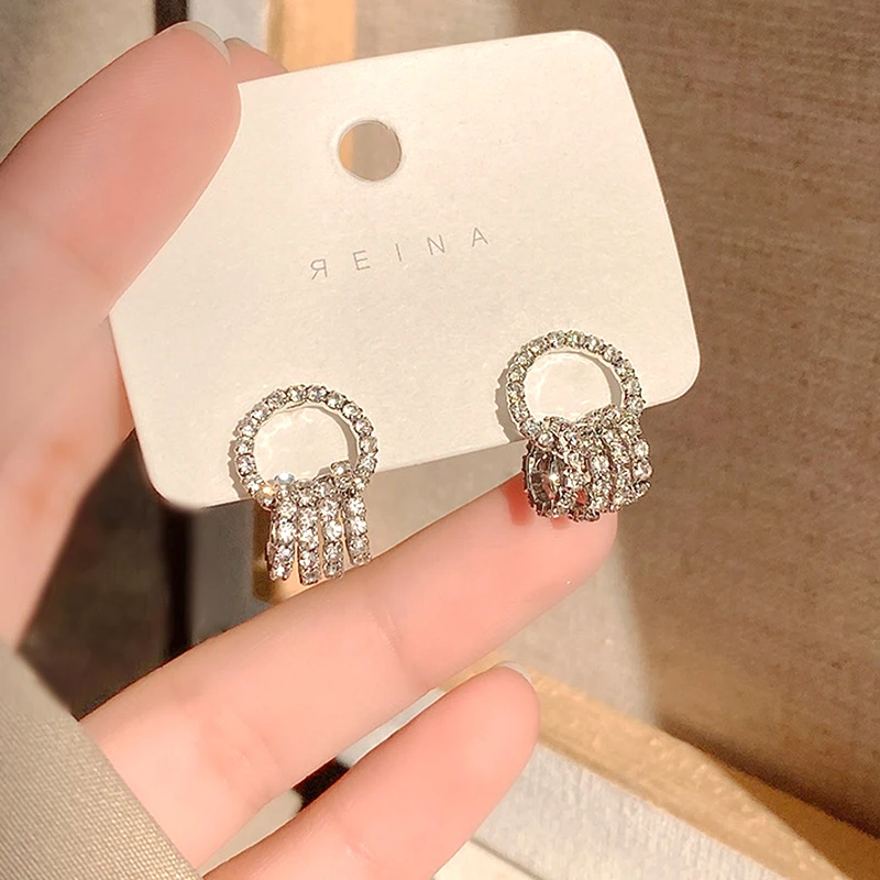 

New Trendy S925 Silver Circle Earrings for Women High Quality Jewelry AAA Zircon S925 Silver Needle Stud Weddings Party Gift