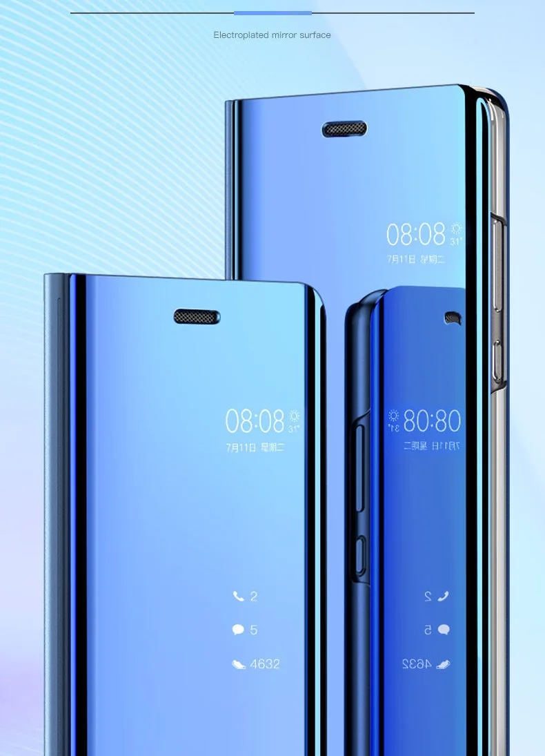 Умный зеркальный флип-чехол для huawei P30 P20 Pro P10 Lite, чехол для телефона huawei P9 P10 Plus, кожаный задний Чехол бант etui