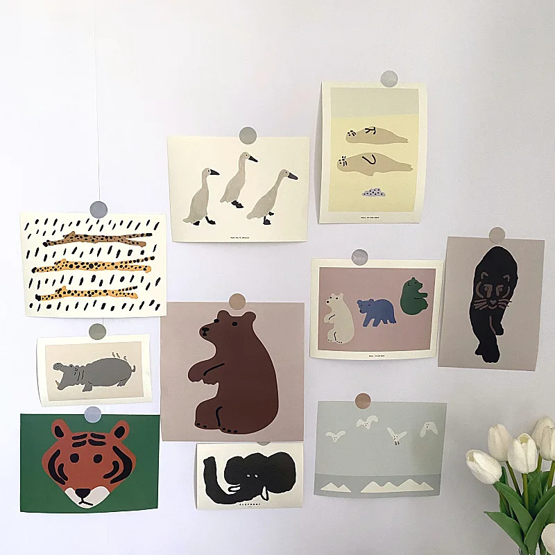 Абстрактное Искусство Красота Графический милый мультфильм животное фон постер