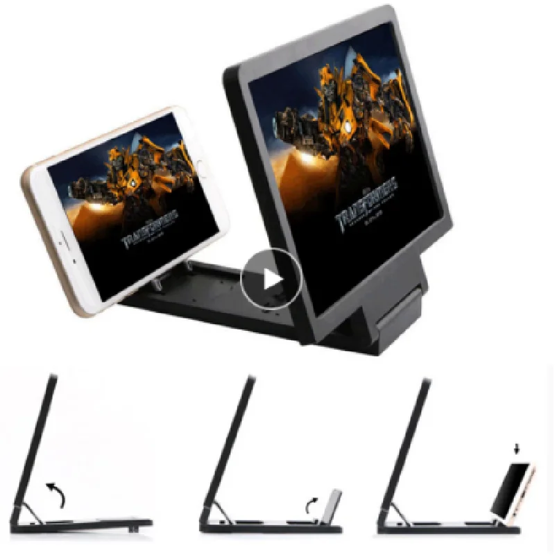 Изогнутая увеличенная подставка для смартфона с 3D-экраном Складная лупа 12 дюймов