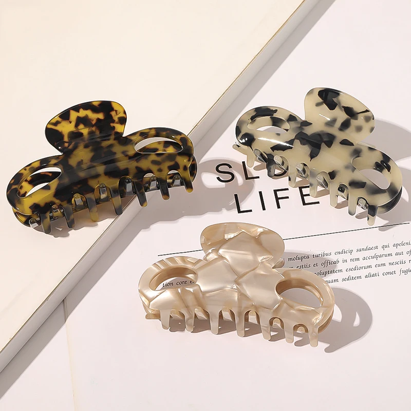 

Korean Acetate Marble Leopard Hair Clips Girls Hairpins Crab Claws Jaw Clamp Hair Accessories for Women Banana Grips Slid 2020