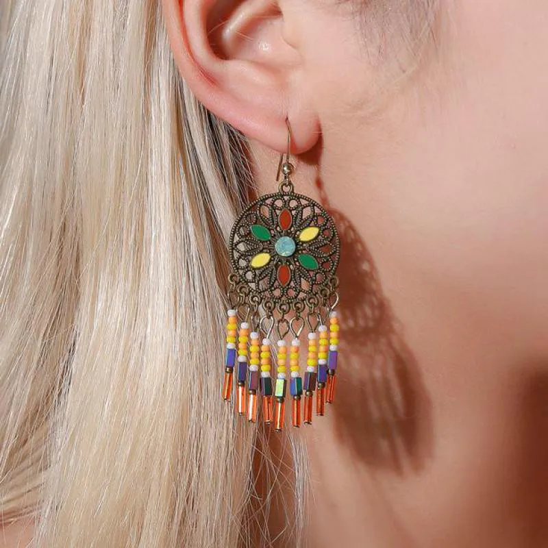 Винтажные богемные серьги для женщин этнические ювелирные изделия длинные с