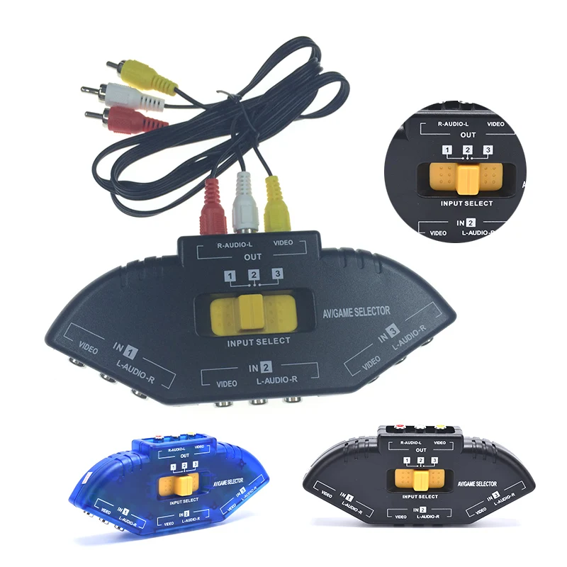

AV RCA Switch Splitter RCA Audio Video Switcher Converter with AV Cable for DVD VCD Projector Game Consoler