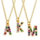 Ожерелье FLOLA с 26 буквами инициала для женщин, милое ожерелье с кулоном в виде алфавита, цепь с кубическим цирконием, ювелирное изделие nkev30