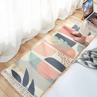 flower leaves pattern cotton hand woven floor mat carpet home bedroom bedside tatami long non slip rugs