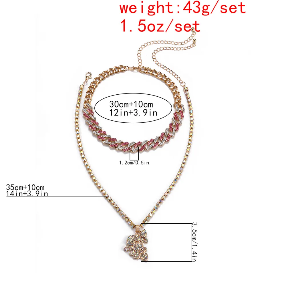 

Shiny Rhinestone Three Butterfly Pendant Necklace for Female Crystal Chunky Chain Necklace Party Statement Jewelry Gift