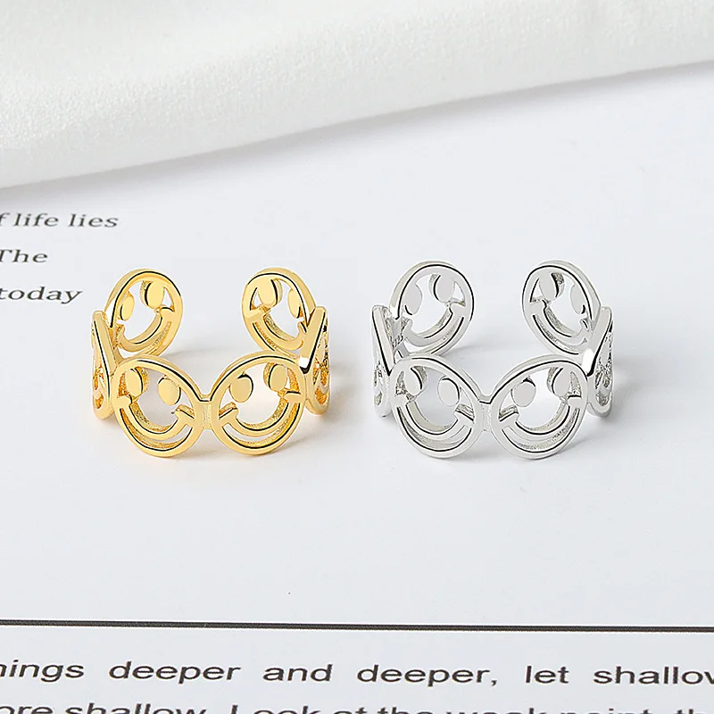 

Hip-hop Punk Style European and American Smiley Couple Ring