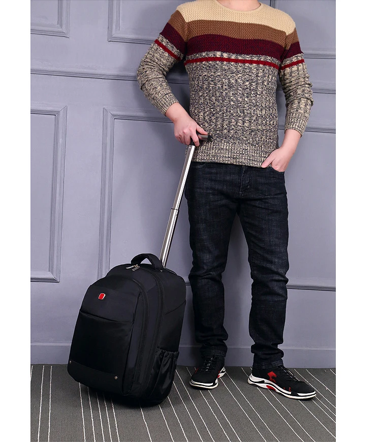 LEINASEN Оксфорд плечо дорожные сумки многофункциональный для мужчин бизнес компьютер чемодан колеса 18 дюймов ручная сумка на колёсиках