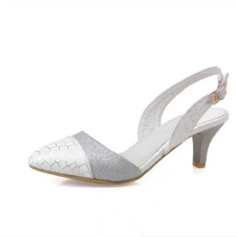 Женские босоножки на высоком каблуке туфли с острым носком и ремешком сзади в