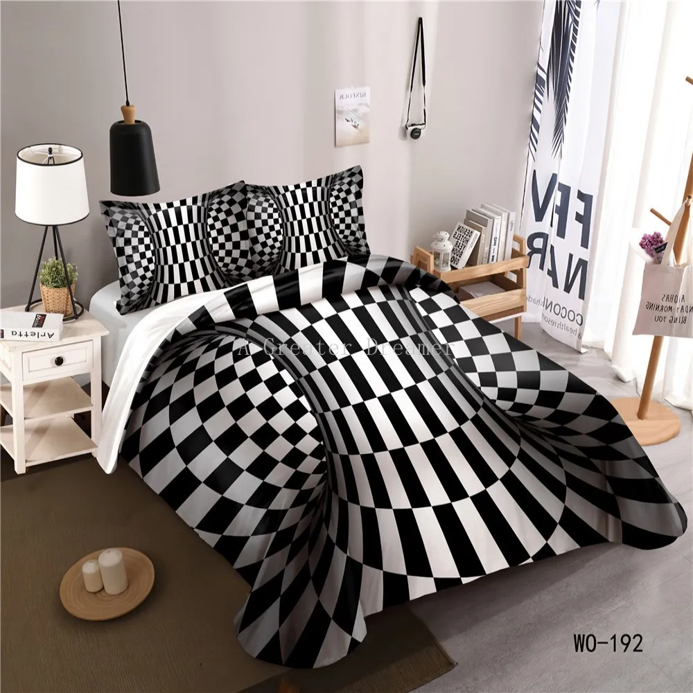 

2021 3D Print Duvet Cover Distort Time And Space Bedding Set For Adults Luxury Design King Size Bedding Sets Home Textile