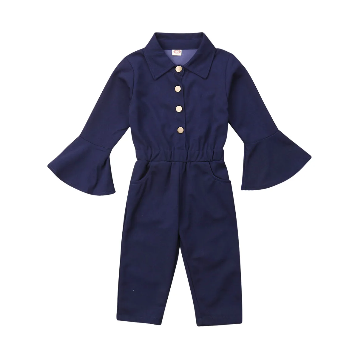 Детский комбинезон 2019 модный с рукавами колокольчиками для маленьких девочек