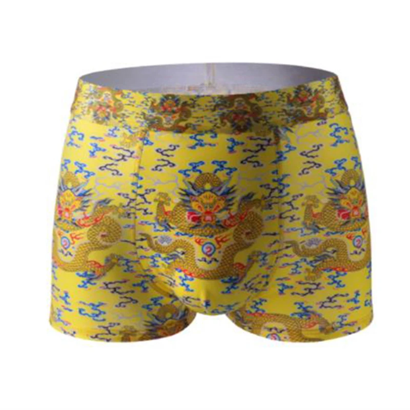 Модные мужские мягкие гладкие трусы-боксеры с принтом дракона в китайском стиле |