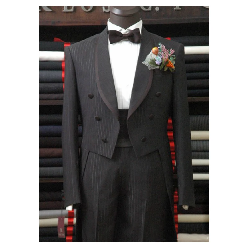

Custom Made To Measure black pinstripe tailcoat,BESPOKE long tail BLACK tuxedo tailcoat,TAILORED MEN SUITS