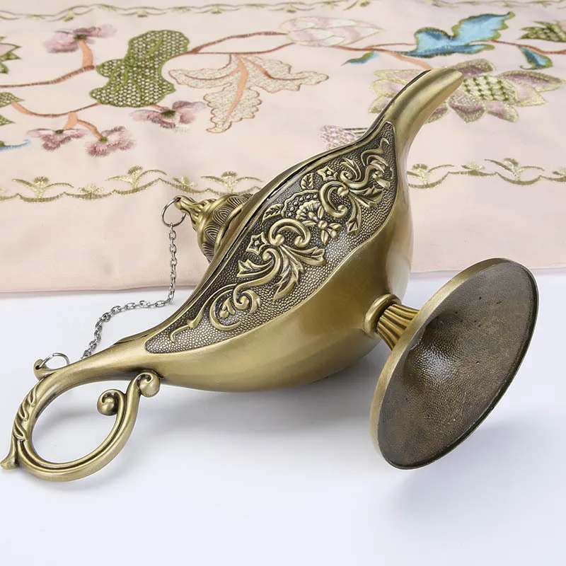 Middle East Aladin Lamp Figurine Magic Lamp Teapot Arab Home Decoration Accessories Gold Plated Enamel Metal Lamp Ornament