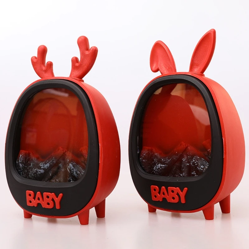 

Rabbit Antlers LED Fireplace Lantern Decorative Flameless Lamp Battery USB Operated Table Light Decoration for Indoor Outdoor