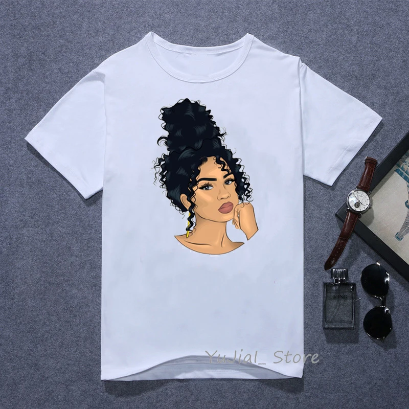 Y101773 Melanin Poppin футболка vogue Футболка женская черная африканская кудрявая волосы девушка футболка с принтом femme harajuku одежда женская футболка Топы - Цвет: Y101773