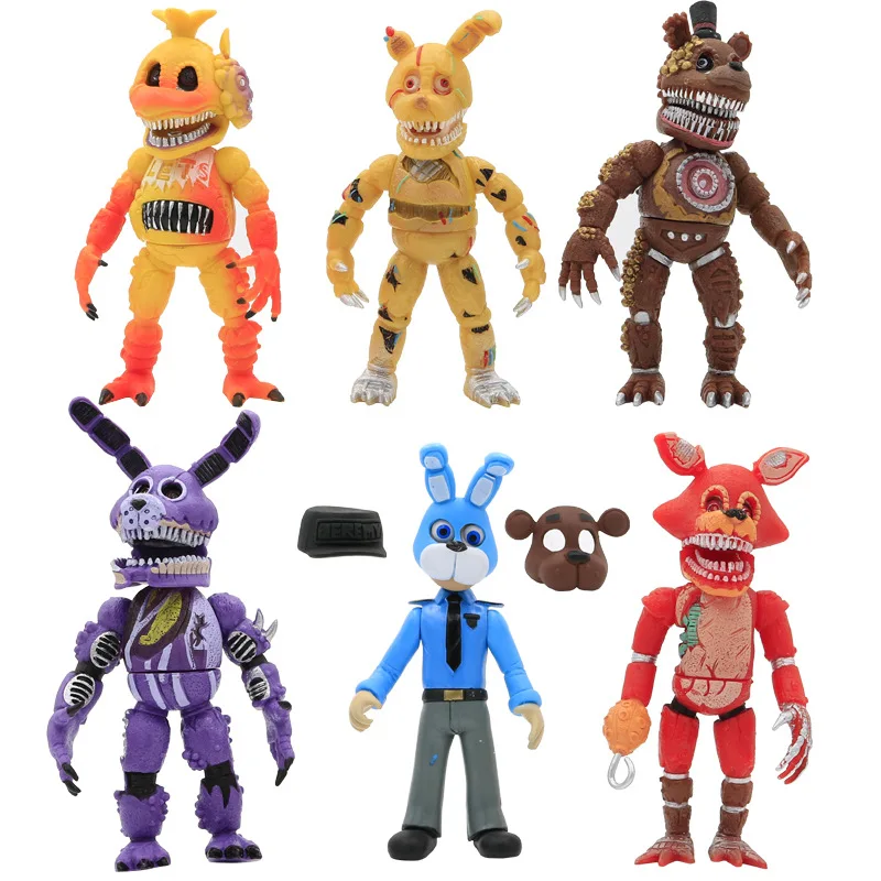 6/PCS FNAF Five Nights At Freddy's Nightmare Freddy Chica Bonnie Funtime Foxy PVC Bagged Action Figures Model Toys