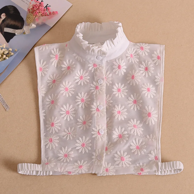 

Цветочная вышивка, искусственная женская блузка, топы, ложный воротник, съемный воротник, декоративные аксессуары для рубашек и одежды