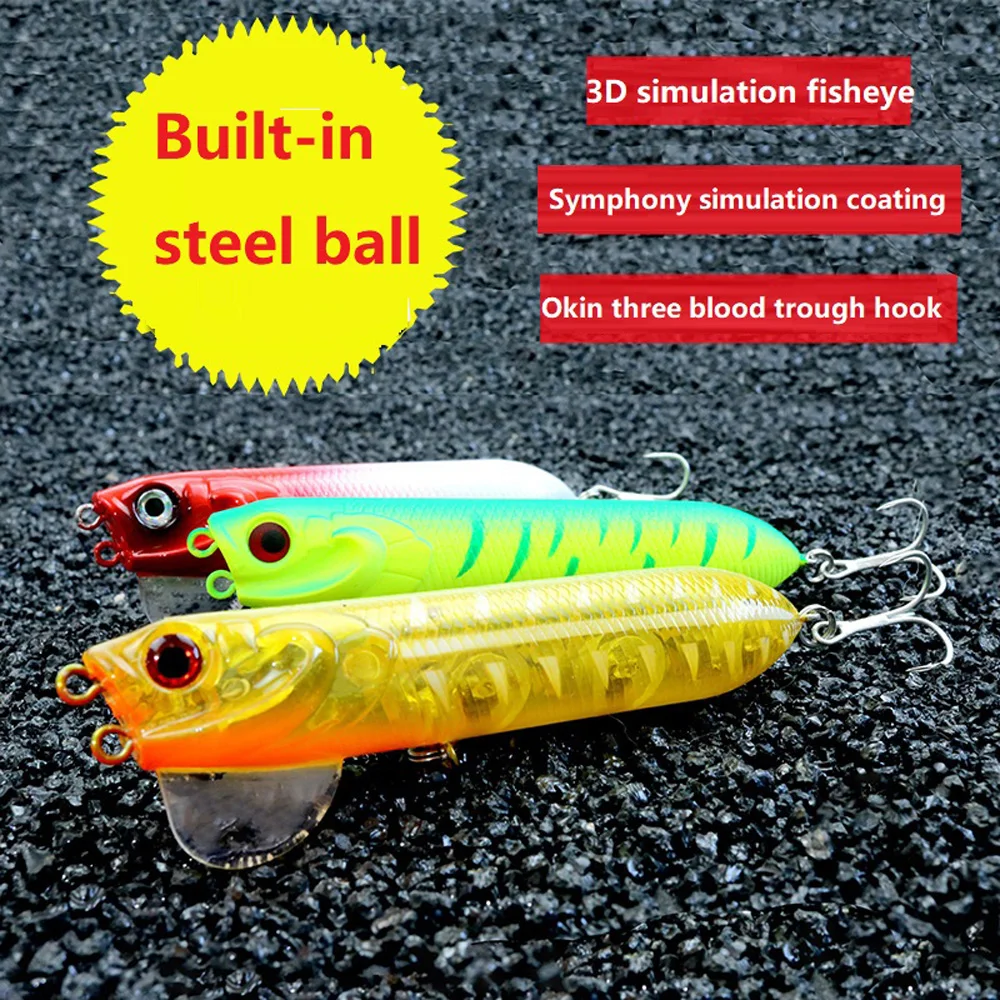 1pcs Water surface magician Hard Pencil Wobblers Popper Lures 9.5cm/18g Artificial 3D eyes Bait Snake Walker Lure Fishing Tackle | Спорт и