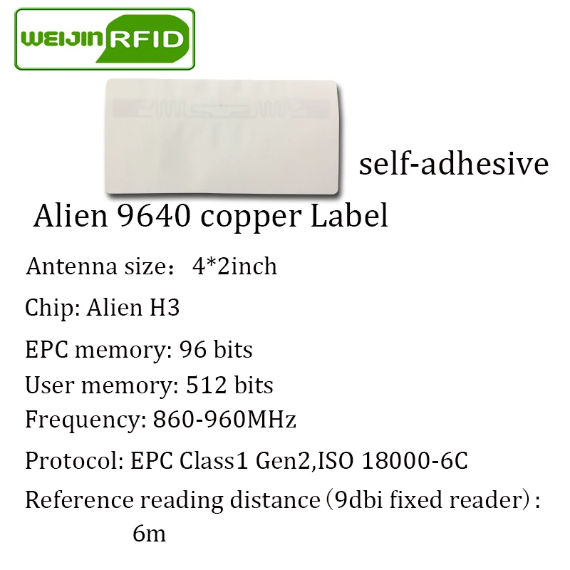 UHF RFID этикетка наклейка Alien 9640 для печати медные наклейки 915mhz 860 960MHZ Higgs3 EPCC1G2 6Csmart