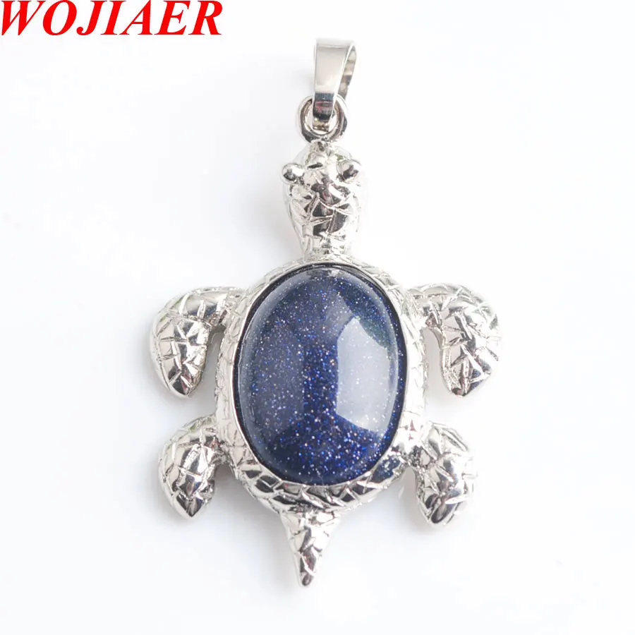 WOJIAER Натуральный Синий Песок камень черепаха животные подвески и ожерелья