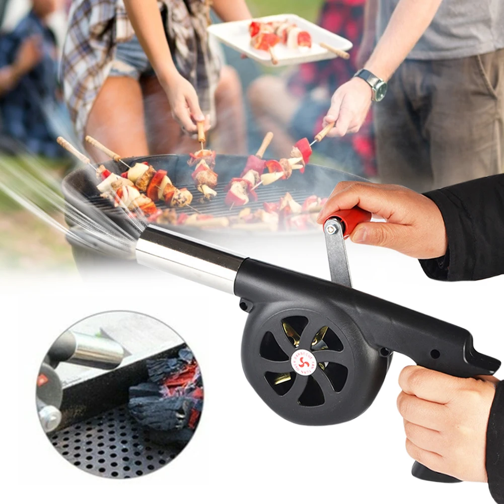 

Portable Hand Crank Fan Air Blower Manual BBQ Grill Fire Starter Flame Exciter Cooking Tool for Barbecue Picnic Camping