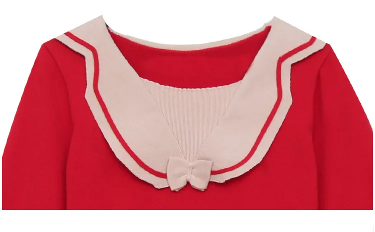 

New 2021 Japanese Style Navy Sweater Women Crew Neck Bow Loose Sweater Pullover Knitwear Preppy Style Girls Tops Jumper T17902A