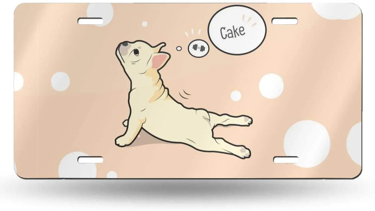 

yunsu Yoga Bulldog License Plate,car Decor Personalise Tag,Novelty Car Front License Plate Metal Aluminum Car Plate 6 x 12 Inch