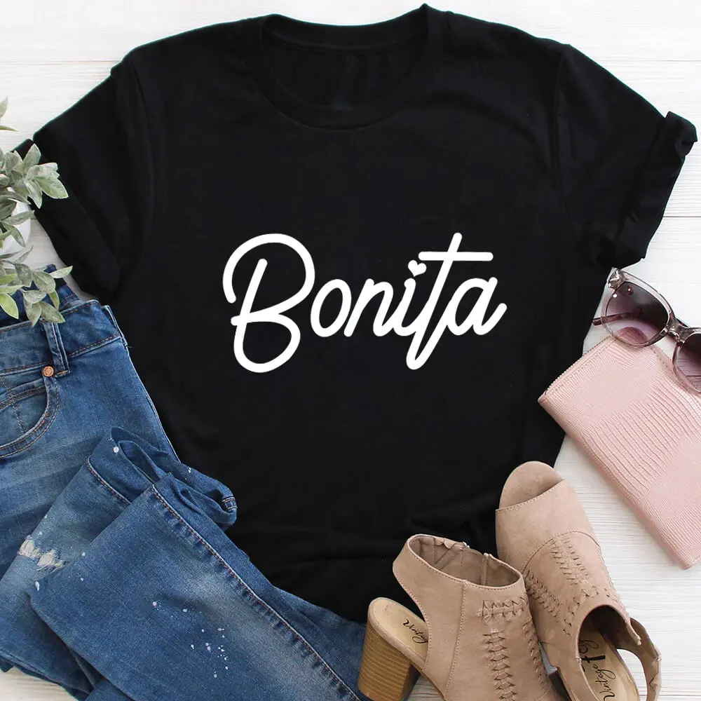 Bonita 100% Baumwolle Frauen T-shirt Spanisch Shirts Morena Sommer Casual Oansatz Pullover Kurzarm Top Latina Geschenk Chula T