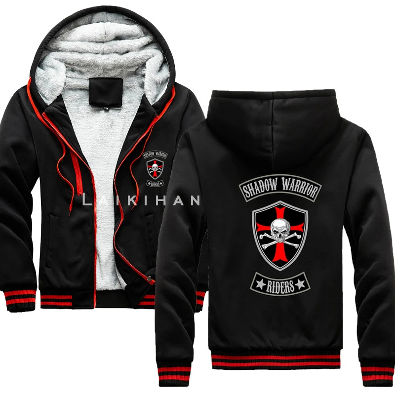 

Funny for SHADOW WARRIOR RIDERS Men's Winter Fashion Outwear Thicken Jacket Zipper Hooded Hoody Casual Fleece Warm Hoodies