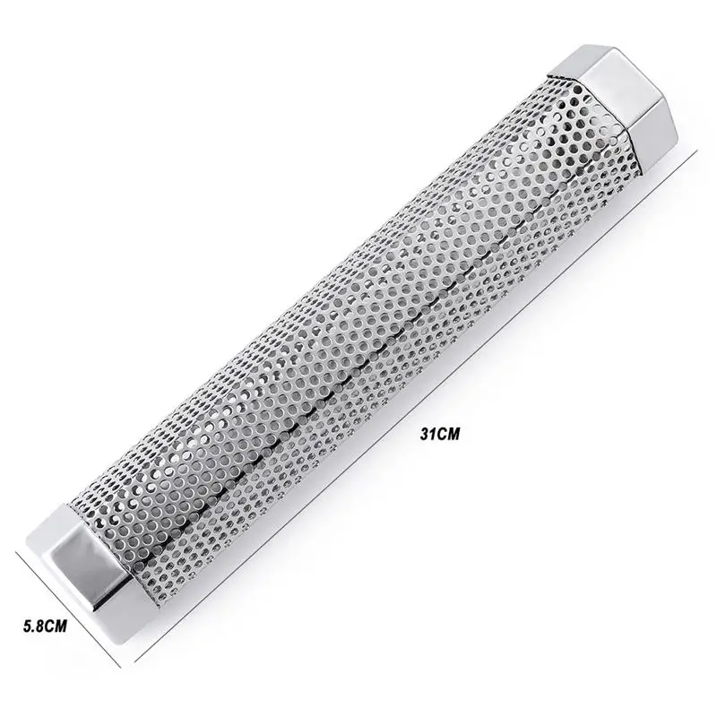 

12in BBQ Smoker Tube Stainless Steel Smoker Box Smoke Fruit Box Kitchen Gadget Grill Outdoor Barbecue Accessories